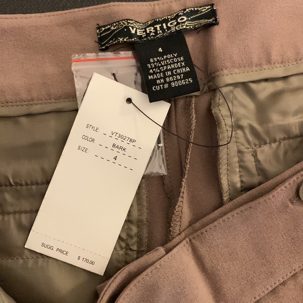 NWT Vertigo Paris Dress Pants, Bark Color-Sz. 4 - Picture 11 of 12